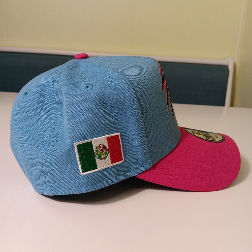 New Era Mexico Aztec Skull Warrior Chief Headdress 9Forty Sky Blue SnapBack Hat - Picture 6 of 7